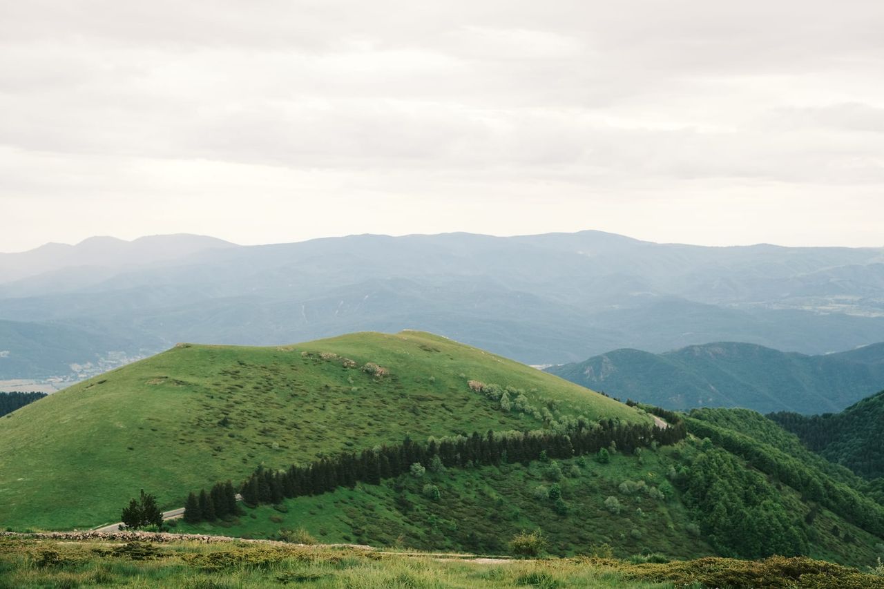 Green Balkan ridges seen from the Arch of Freedom area