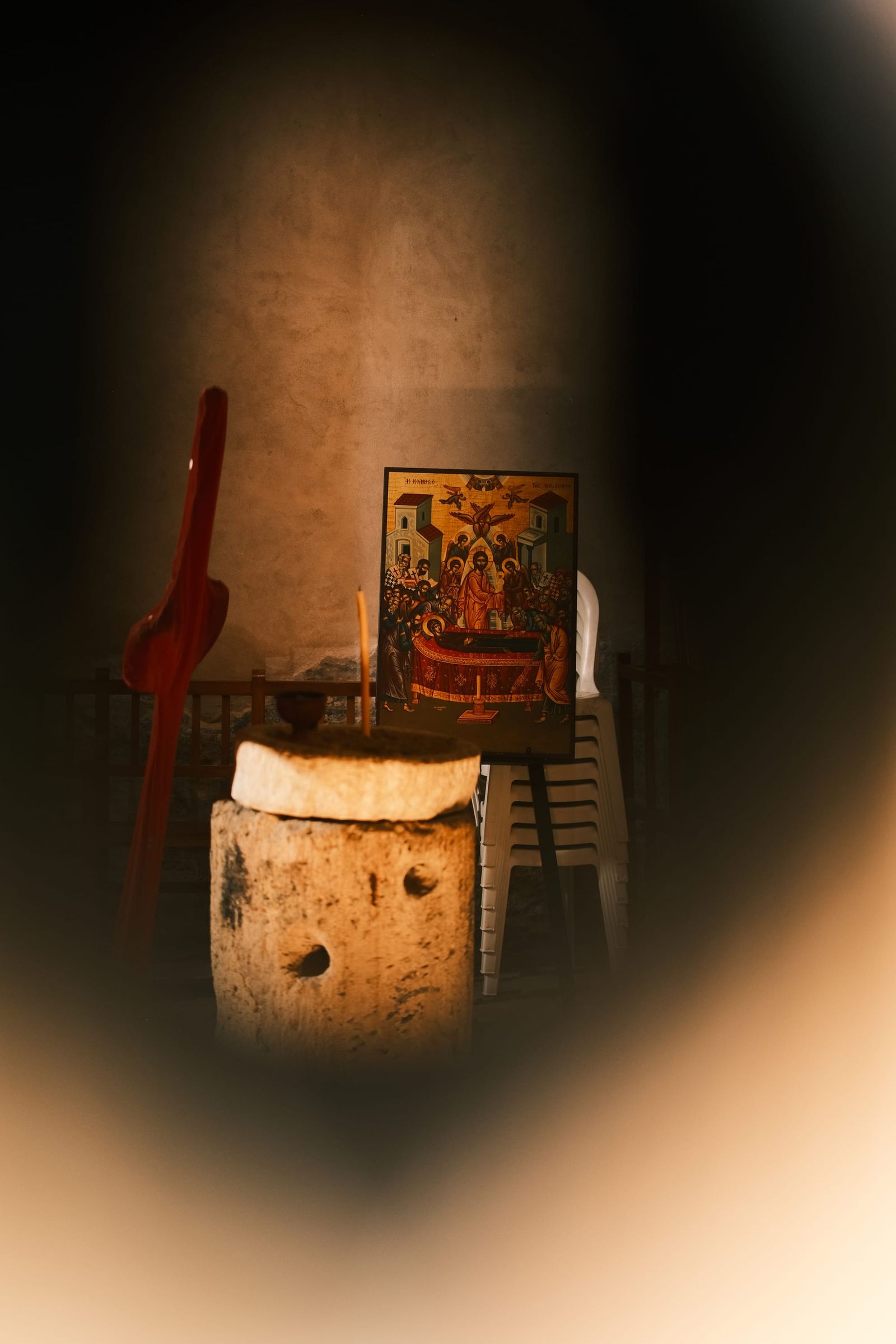 Through the keyhole of the Monastery of TImios Stavros. At Anogyra Village, Cyprus