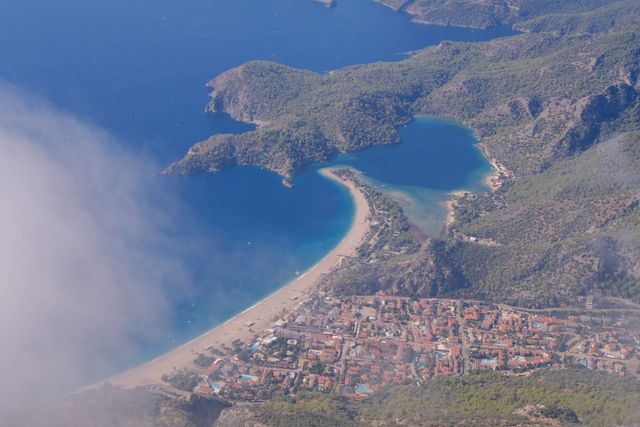 Aerial view of Ölüdeniz beach, town and blue lagoon